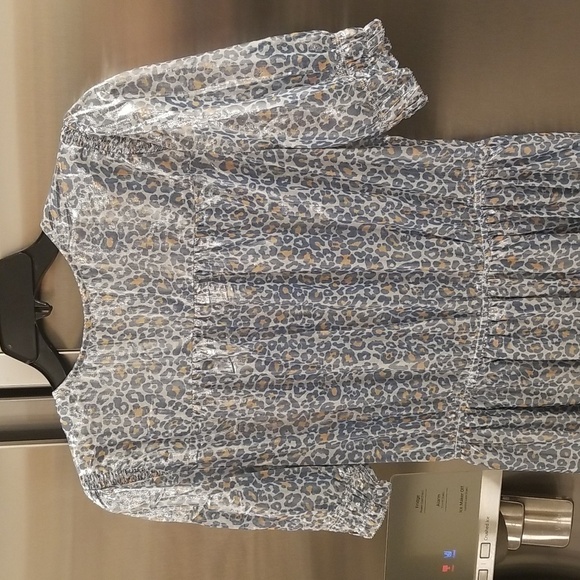 💕CURRENT AIR💕 Metallic Shine Midi Dress Shiny Blue Leopard Print Medium M NWT - Picture 10 of 15